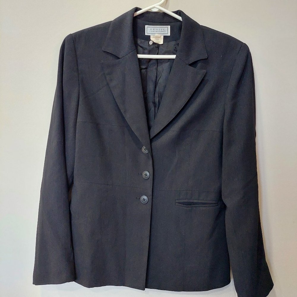 Denise Collection Black 3 Button Blazer Women's Size 10 Career